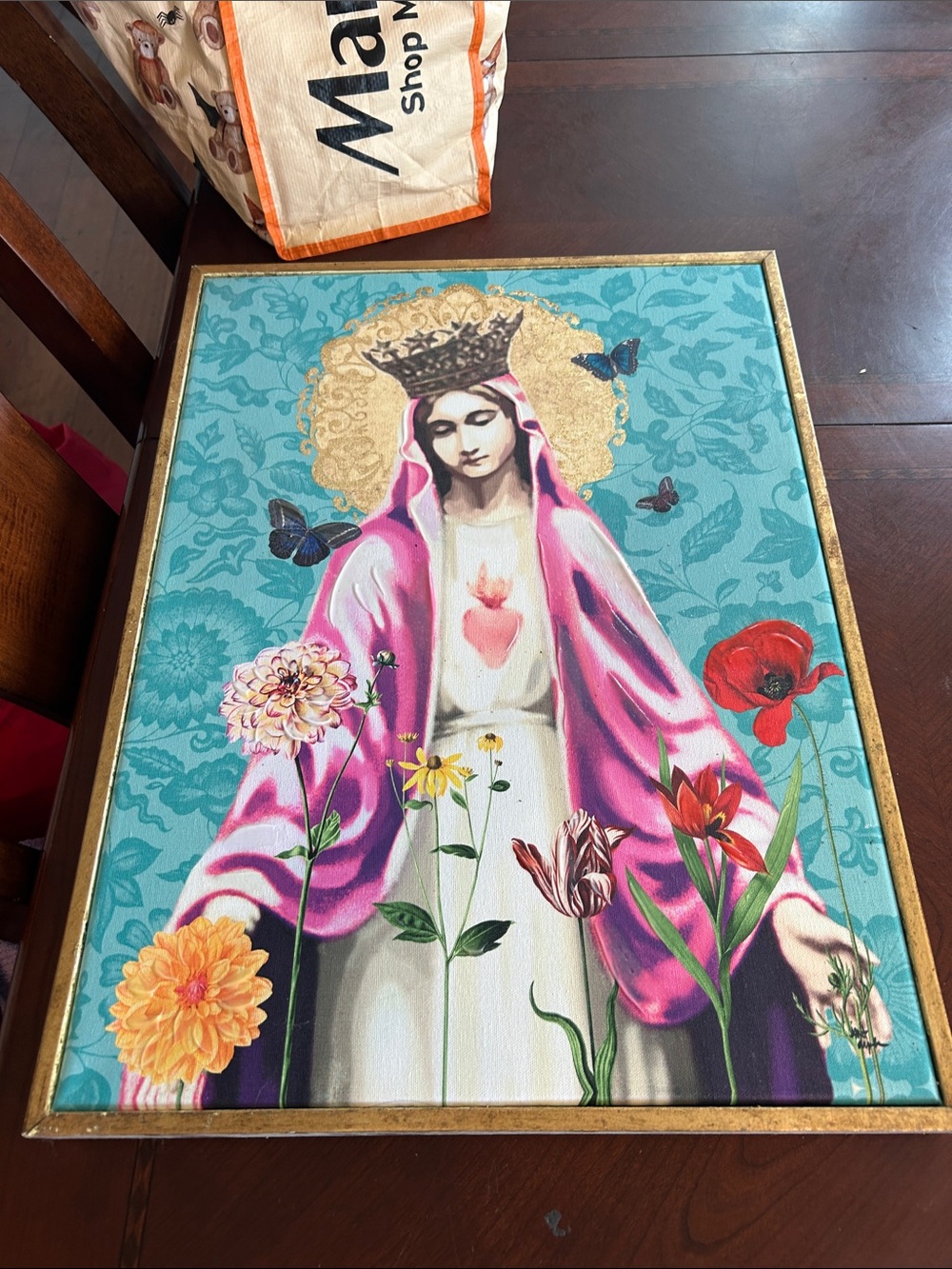 Radiant Sacred Floral Art Print - Pink & Teal
